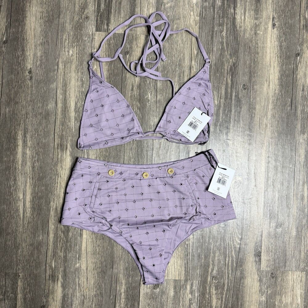 Revel Rey Nirvana Eyelet Bikini Set L Top M Bottom Lavender
